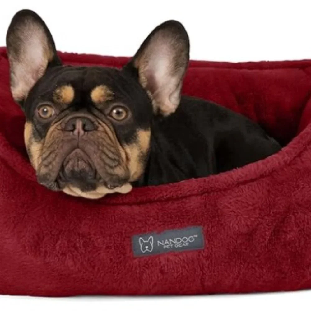 Nandog Dog Cat Pet Cloud Reversible Cozy Bed Burgundy Red Breeds up to 25lb NEW
